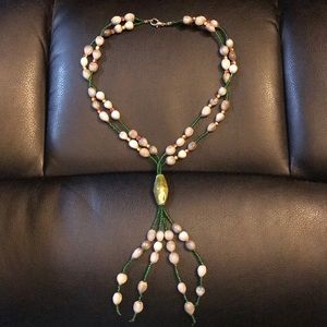 Painted Seed and Bead Necklace - Handmade
